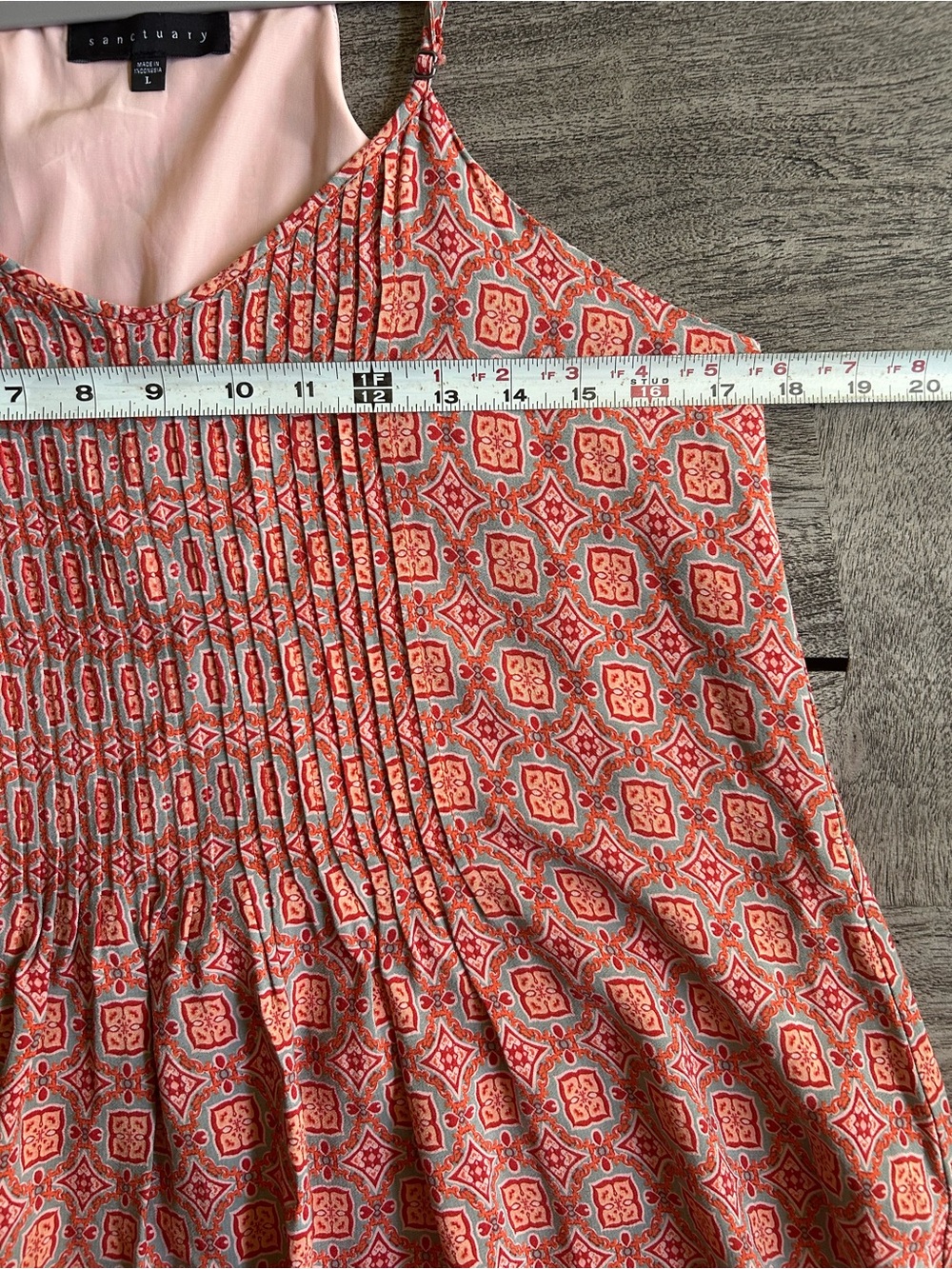 Sanctuary Lined Coral Paisley Mini Dress Size L but fits like M - Picture 4 of 5